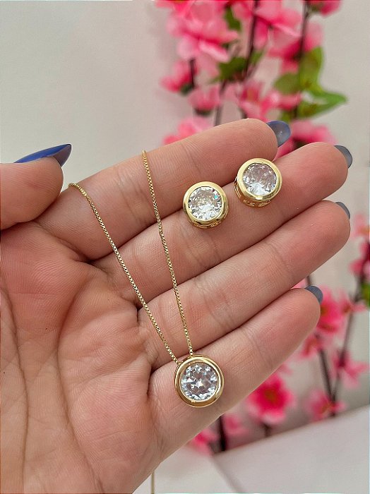 CONJUNTO REDONDO PEDRA CRYSTAL