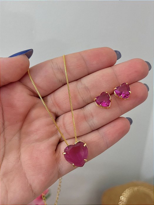 CONJUNTO CORAÇÃO ROSA
