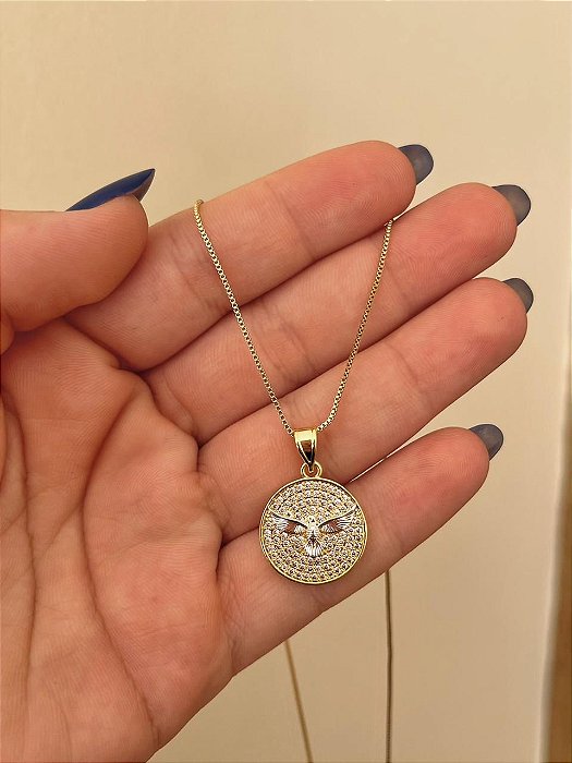 COLAR COM MEDALHA DIVINO ESPIRITO SANTO DOURADA
