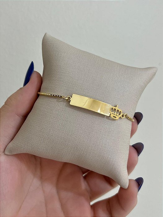 PULSEIRA INFANTIL CHAPA COM COROA DOURADA