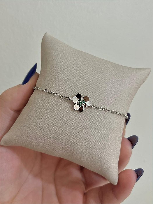 TORNOZELEIRA COM PIN FLOR NO RODIO