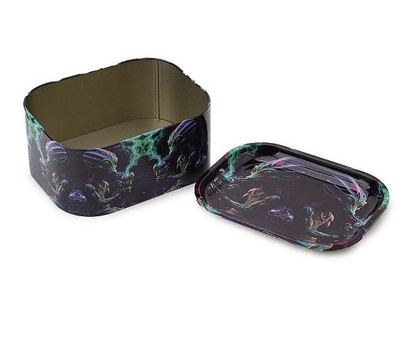 Bandeja Metal Box Personalizada Two Aliens Blue (1Und)