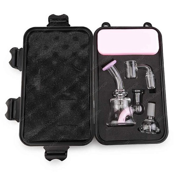 Kit Maleta Bong Dabber Crema com slick 2 em 1 Rosa