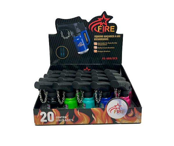 Isqueiro Maçarico FireStar 2 Chamas Cor Sólida