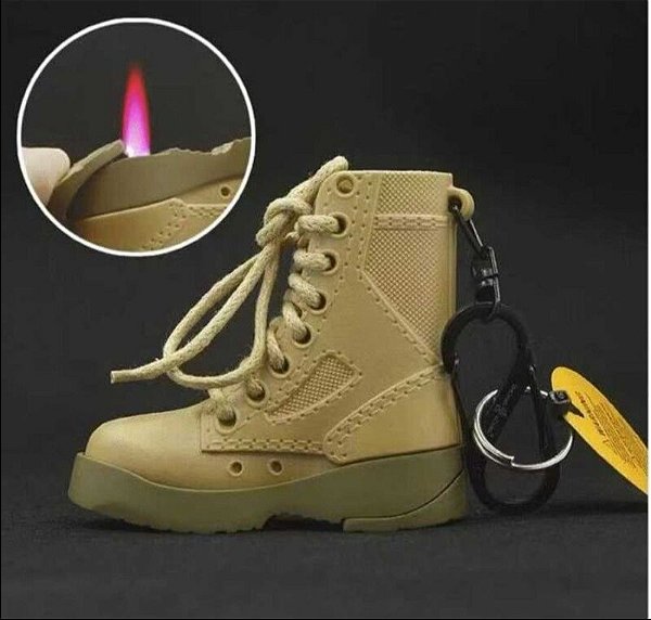 Isqueiro Maçarico Bota Bege com Abridor