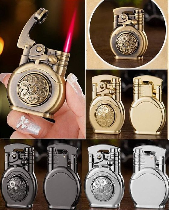 Isqueiro Maçarico Balancim Inflável Dourado