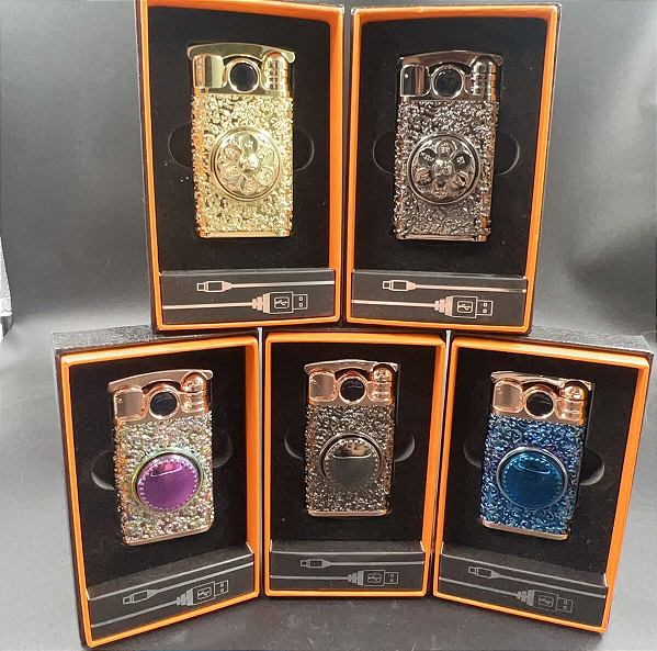 Isqueiro Plasma Duplo Arco Infravermelho Dourado