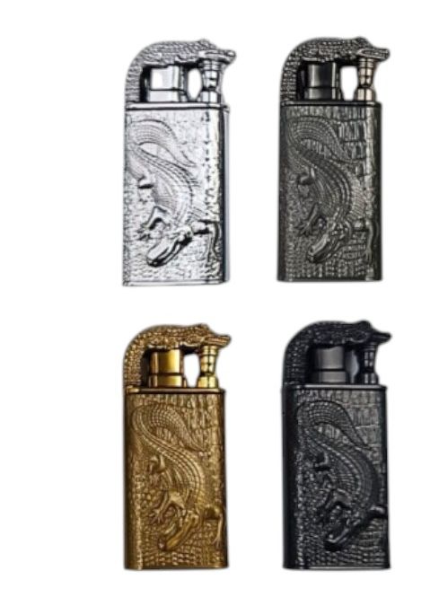 Isqueiro Maçarico 2 em 1 Jacaré Prateado