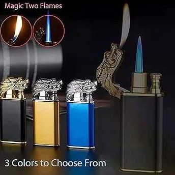 Isqueiro Maçarico 2 em 1 Dragão Preto