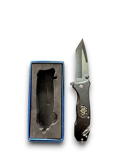 Canivete Tático Semiautomático 21 cm Preto