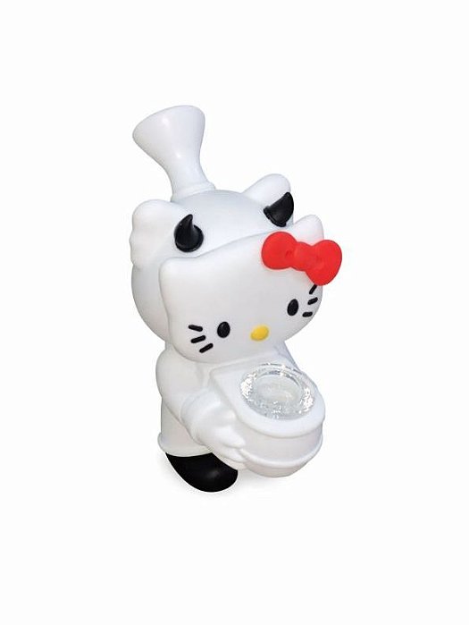 Bong Silicone Hello Kitty Demon c/ Bowl de Vidro 14cm