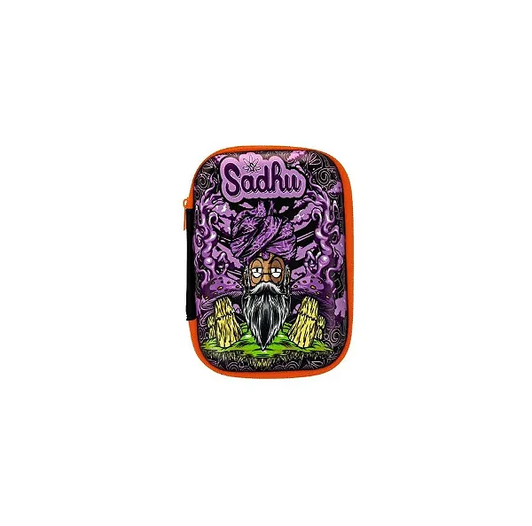 Case Sadhu Full Print M Cogumelo Preto Ziper Laranja
