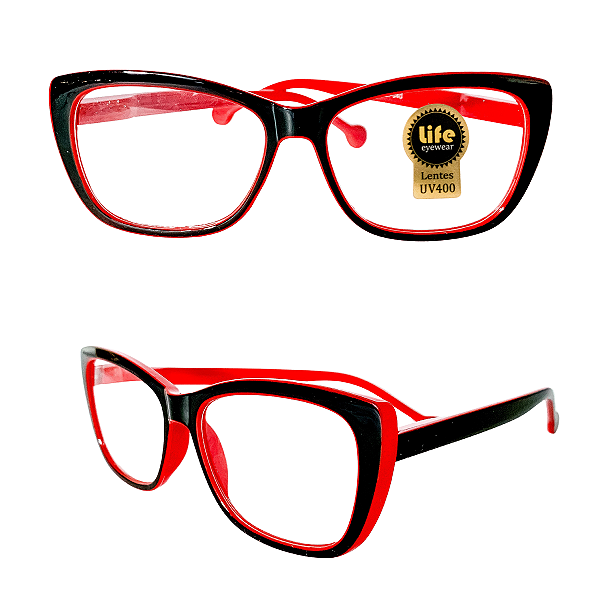 Óculos Grau +0.50 a +4.50 Gatinho Vermelho Lente Leitura