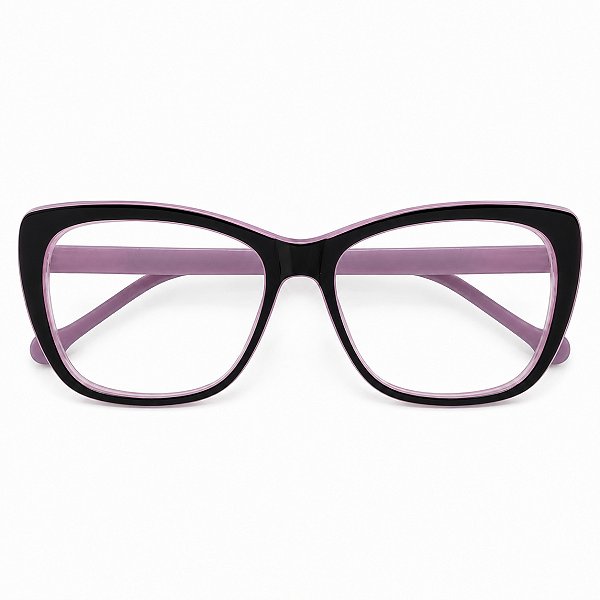 Óculos Grau +0.50 a +4.00 Gatinho Rosa com Preto Lente Leitura