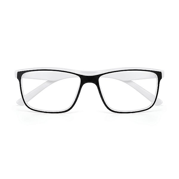 Óculos Grau -0.50 a -5.00 Justin Branco com Preto Miopia