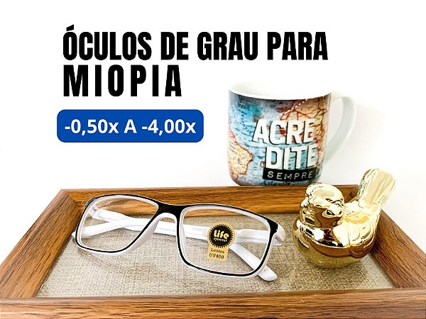 Armação Miopia - 0.50 a - 4.00 Grau Pronto Lente Óculos para Longe