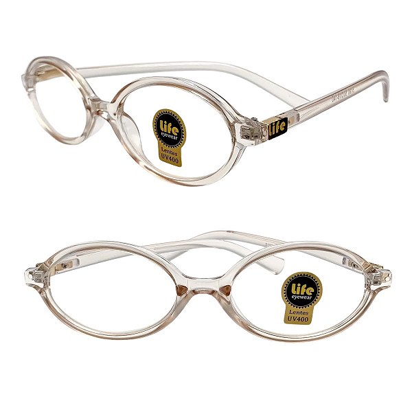 Óculos Grau +0.50 a +4.00 Oval Champanhe Lente Leitura