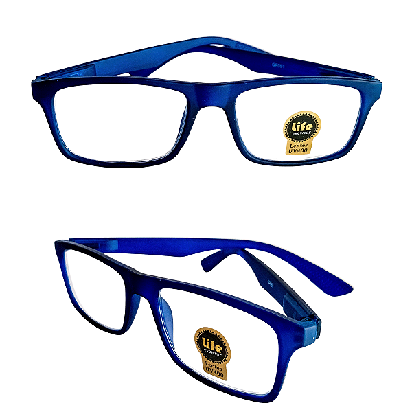Óculos Grau +0.50 a +4.00 Emborrachado Azul Escuro Lente Leitura