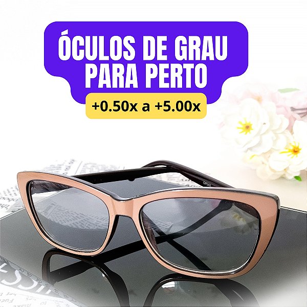 Armação Grau + 0.50 a + 4.00 Gatinho Marrom Óculos Lente Descanso Leitura