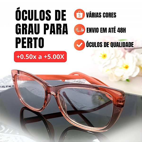 Armação Grau + 0.50 a + 4.00 Gatinho Rosa Claro Óculos Lente Descanso Leitura