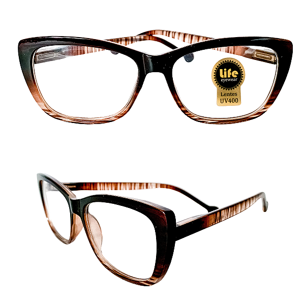 Óculos Grau +0.50 a +4.50 Gatinho Marrom Leopardo Lente Leitura