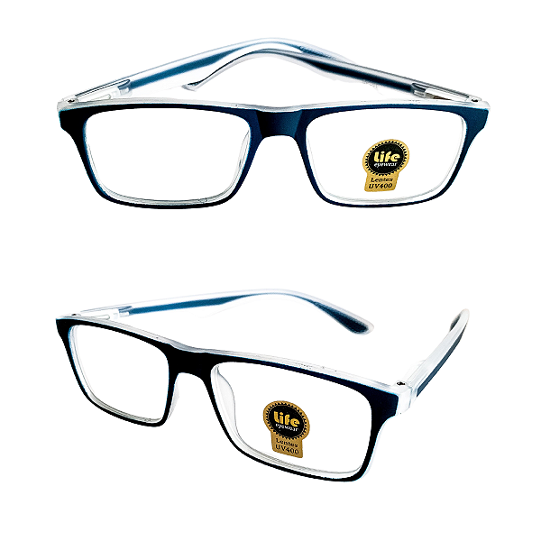 Óculos Grau +0.50 a +4.00 Emborrachado Armação Azul Transparente Lente Leitura