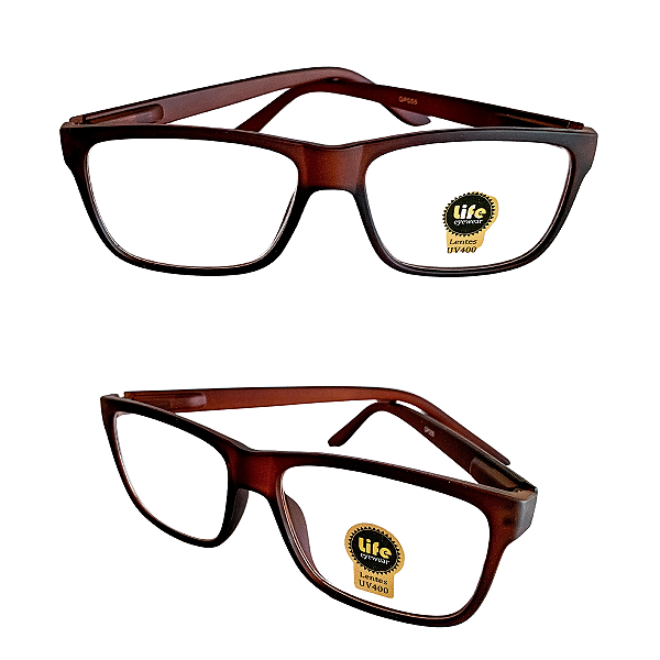Óculos Grau +0.50 a +4.50 Emborrachado Justin Marrom Lente Leitura