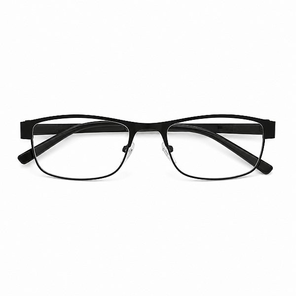 Óculos Grau +0.50 a +4.50 Armação Metálico Preto Lente Leitura