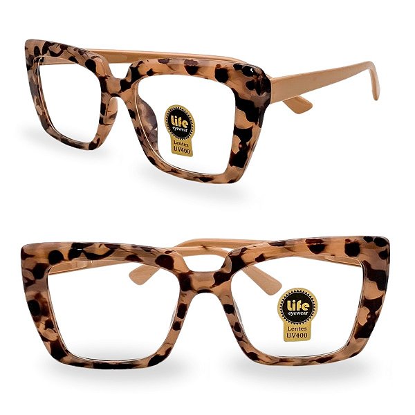 Óculos Grau +0.50 a +4.00 Marilia Rosa Leopardo Lente Leitura