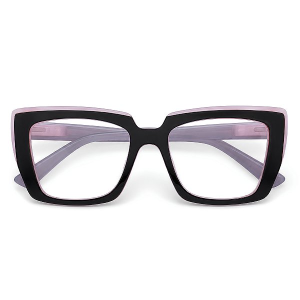 Óculos Grau +0.50 a +4.00 Marilia Rosa com Preto Lente Leitura