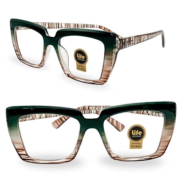 Óculos Grau +0.50 a +4.00 Marilia Azul Leopardo Lente Leitura