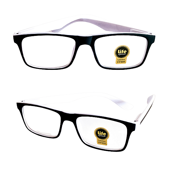 Óculos Grau +0.50 a +4.50 Emborrachado Justin Branco Lente Leitura