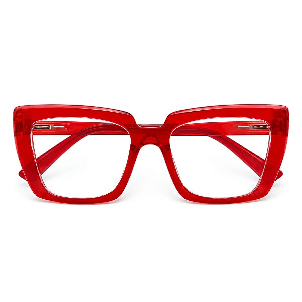 Óculos Grau +0.50 a +4.00 Marilia Vermelho Transparente Lente Leitura