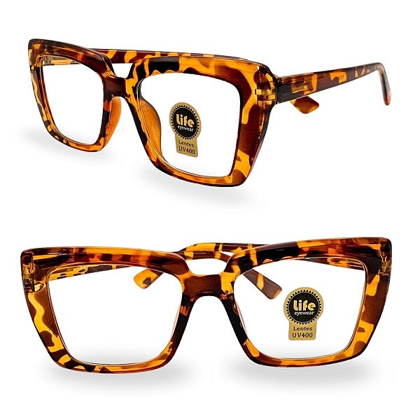 Óculos Grau +0.50 a +4.00 Marilia Tartaruga Lente Leitura