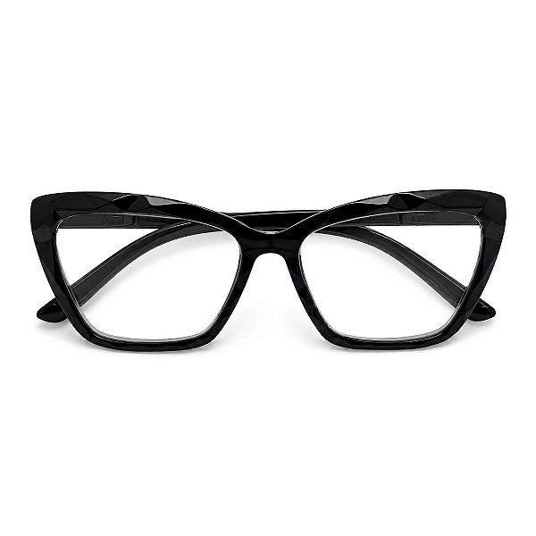Óculos Grau +0.50 a +4.50 Gatinho Ondulado Preto Lente Leitura