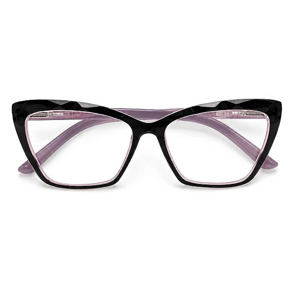 Óculos Grau +0.50 a +4.50 Gatinho Ondulado Rosa com Preto Lente Leitura