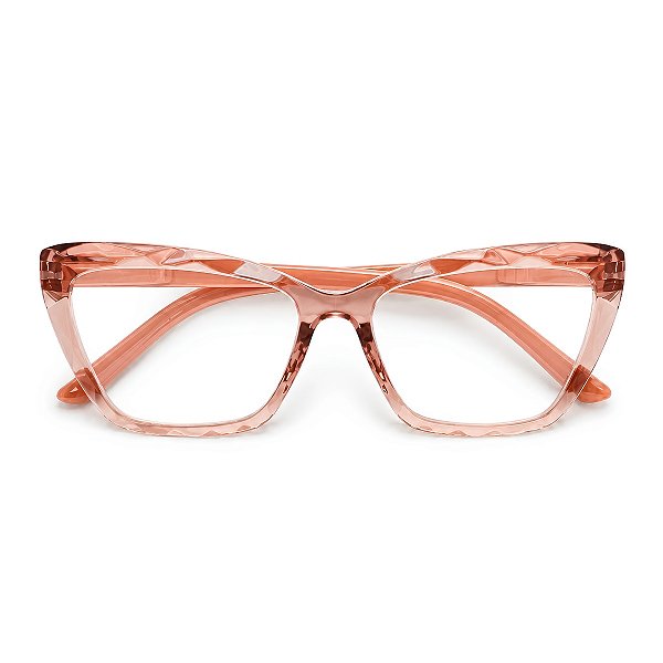Óculos Grau +0.50 a +4.50 Gatinho Ondulado Rosa Transparente Lente Leitura