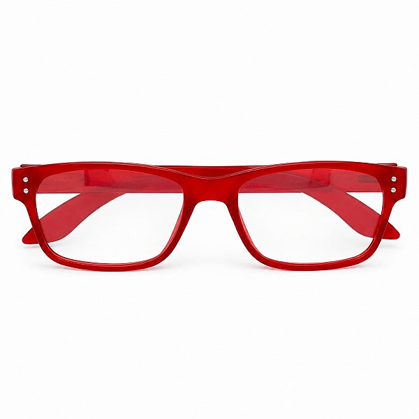 Óculos Emborrachado com Rebites Vermelho Transparente Grau +0,50 até +5,00 Hipermetropia