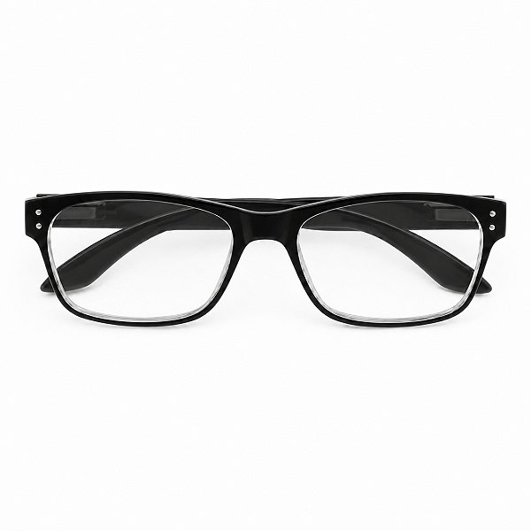 Óculos Emborrachado com Rebites Preto Transparente Grau +0,50 até +5,00 Hipermetropia