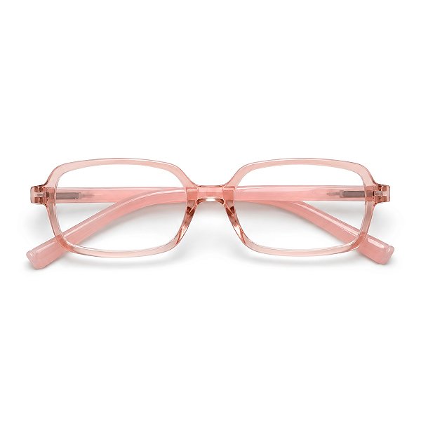 Óculos Retângular Rêtro Rosa Transparente Grau +0,50 até +4,00 Hipermetropia Vista Cansada
