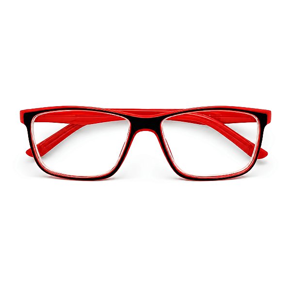 Óculos Grau -0.50 a -5.00 Justin Vermelho com Preto Miopia