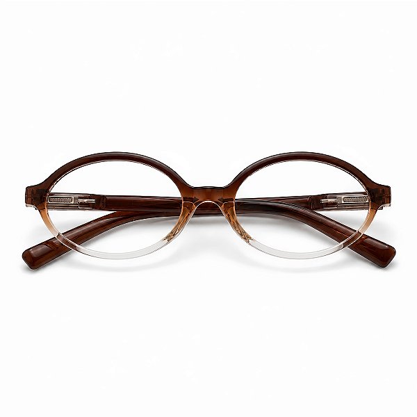 Óculos Grau +0.50 a +4.00 Oval Café Degradê Lente Leitura