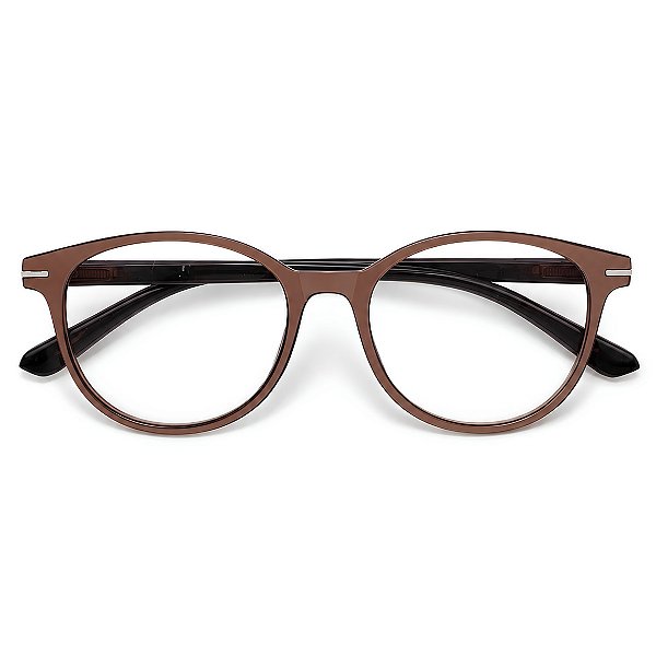 Óculos Grau +0.50 a +4.00 Redondo Brilho Marrom Lente Leitura Hipermetropia