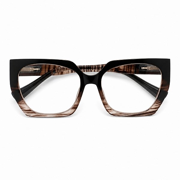 Óculos Grau +0.50 a +4.00 Hexagonal Marilia Marrom Leopardo Lente Leitura
