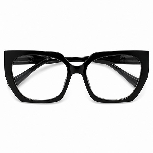 Óculos Grau +0.50 a +4.00 Hexagonal Marilia Preto Lente Leitura