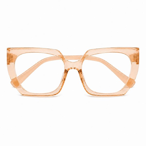 Óculos Grau +0.50 a +4.00 Hexagonal Marilia Laranja Transparente Lente Leitura Hipermetropia