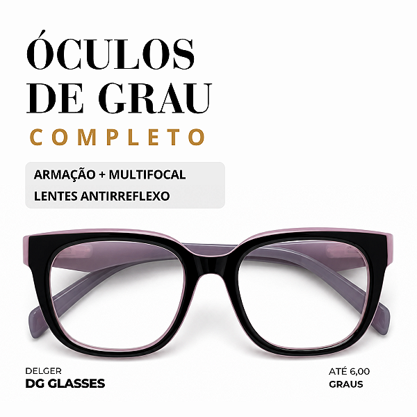Óculos Retângular Gatinho Multifocal até 6,00 Graus e -4,00 de Astigmatismo