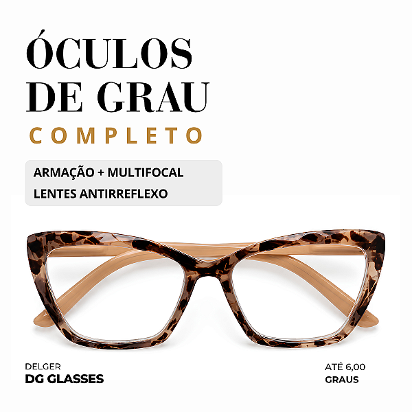 Óculos Gatinho Ondulado Multifocal até 6,00 Graus e -4,00 de Astigmatismo