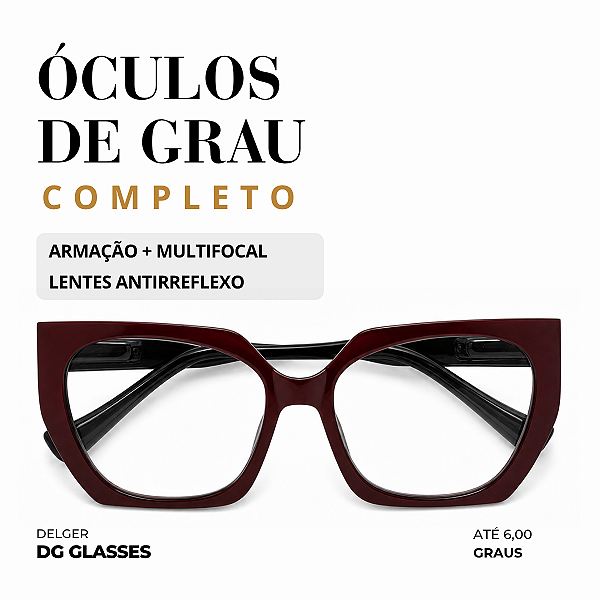 Óculos Hexagonal Marília Multifocal até 6,00 Graus e -4,00 de Astigmatismo