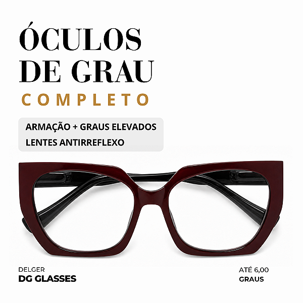 Óculos Hexagonal Marília Grau Alto até 6,00 Graus e -4,00 de Astigmatismo